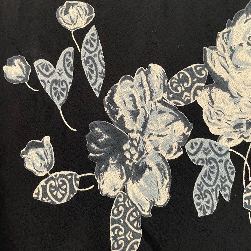 VINTAGE FIELD GEAR DARK FLORAL SLIP SKIRT Sheer Chiffon Flowered Pull-on, size L - Picture 5 of 8